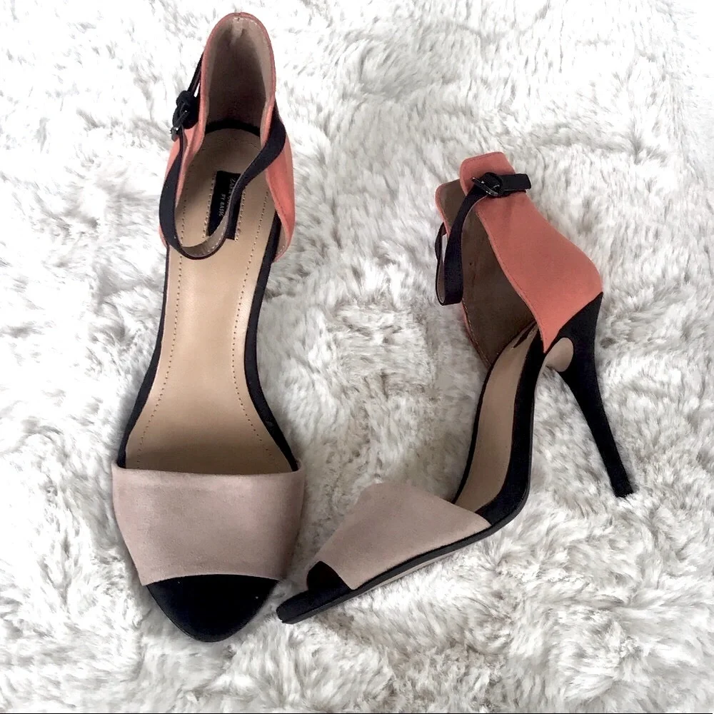 Zara colorblock ankle strap stiletto heels